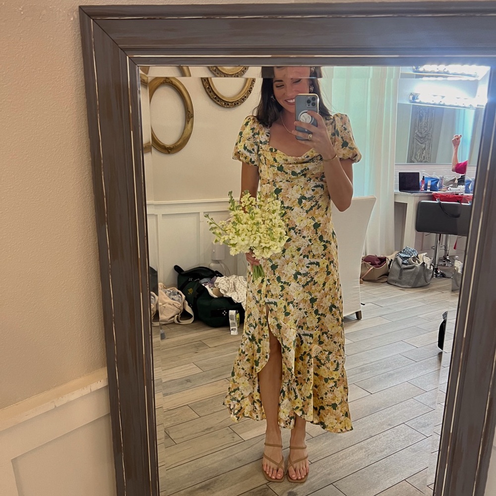 Astr Yellow Floral High Low Dress